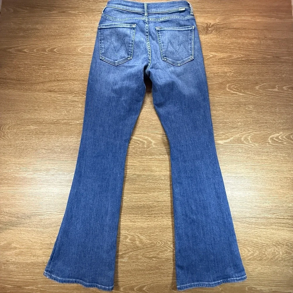 MOTHER Weekender Flare Jeans Women 27 Blue Mid Rise Stretch Boho Y2K Festival - Picture 13 of 13